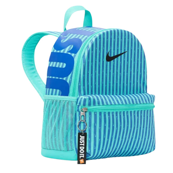 Nike Just Do It Brasilia Mini Backpack Travel Play Teal Blue Stripe FZ2619 NWT - Picture 9 of 9